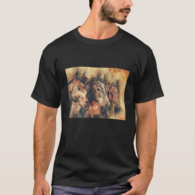 T-shirt Peinture de chevaux sauvages (Devant)
