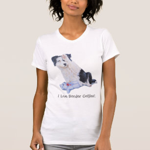 T-shirt peinture de chien avec le chiot mignon de border