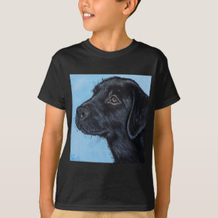 T-shirt Peinture de chiot du Labrador noir