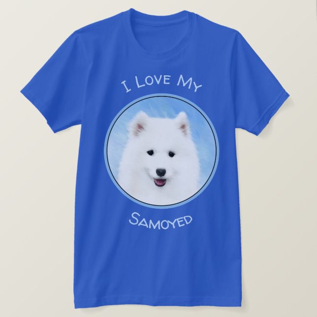 T-shirt Peinture de chiot Samoyède - Art de chien original (Design devant)