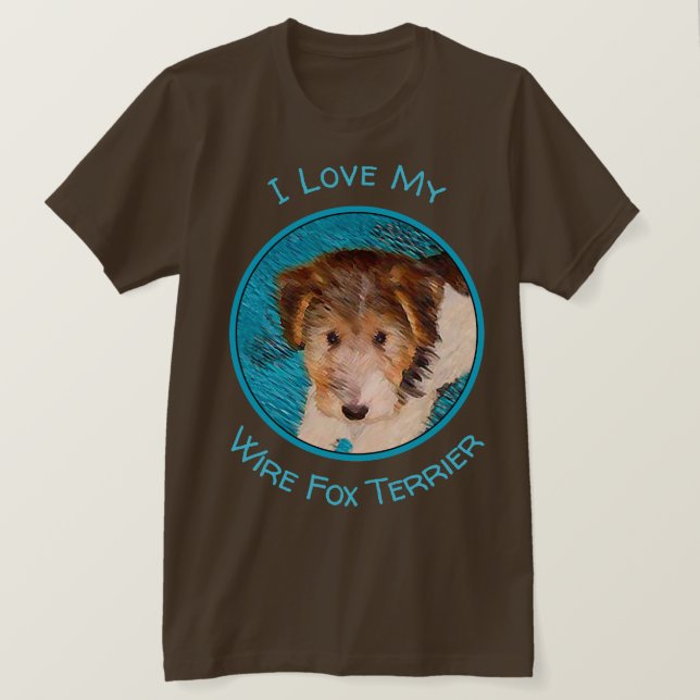 T-shirt Peinture de chiot Terrier Fox - Art de chien origi (Design devant)