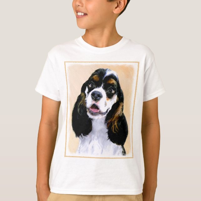 T-shirt Peinture de Cocker Spaniel (Parti) - Art de chien  (Devant)
