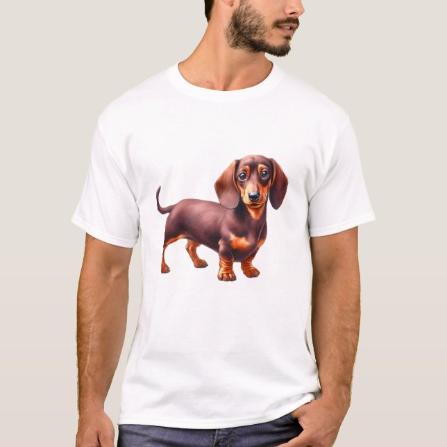 T-shirt Peinture de Dachshund - Peinture d'aquarelle de ch (Devant)