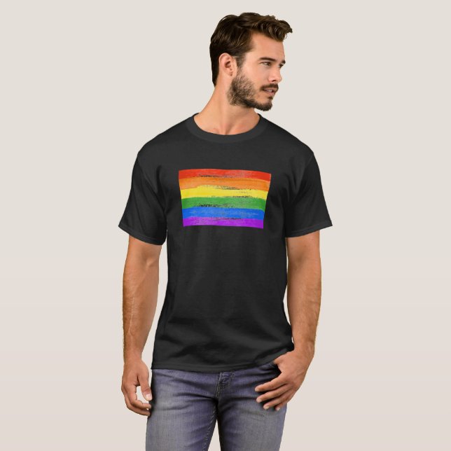T-SHIRT PEINTURE DE DRAPEAU DE RAINBOUS LGBT (Devant entier)