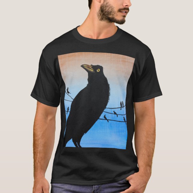 T-shirt Peinture de faune d'amant d'oiseau de Grackle (Devant)