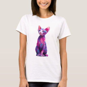 T-shirt Peinture de femme de chat Sphynx abstrait coloré