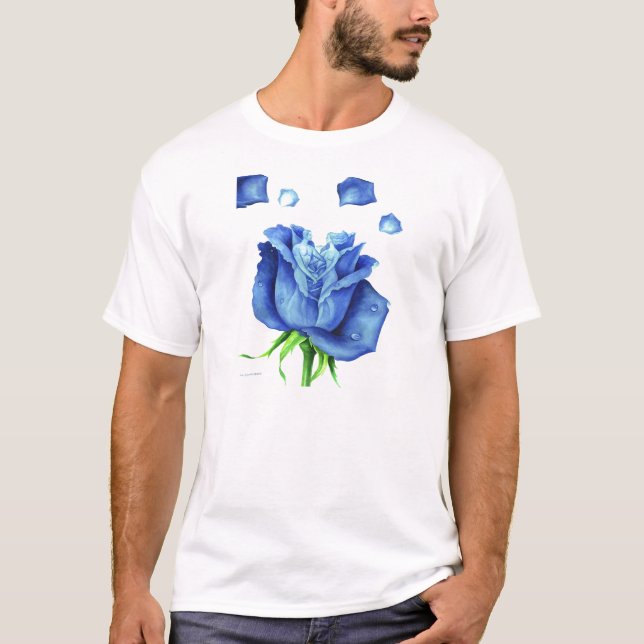 T-shirt Peinture de fleur de rose de bleu - multi (Devant)