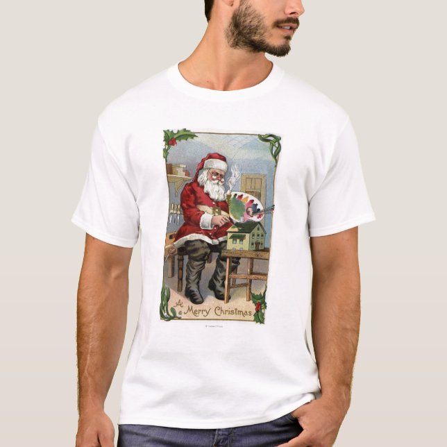 T-shirt Peinture de GreetingSanta de Noël (Devant)
