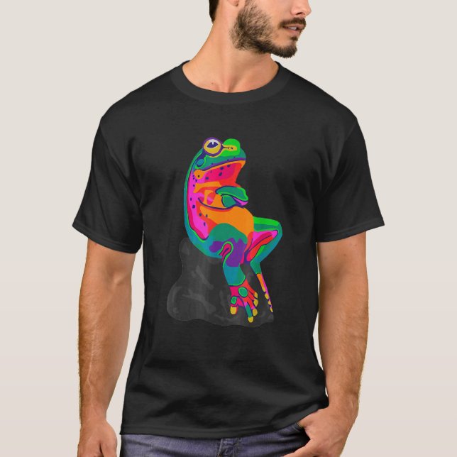T-shirt Peinture de grenouille arc-en-ciel (Devant)