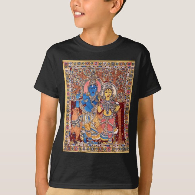 T-SHIRT PEINTURE DE KALAMKARI RADHA KRISHNA (Devant)