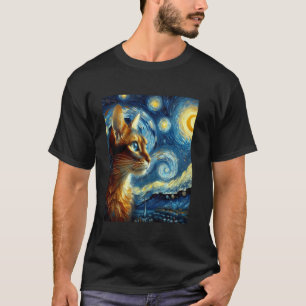 T-shirt Peinture de la nuit étoilée au chat orange abyssin