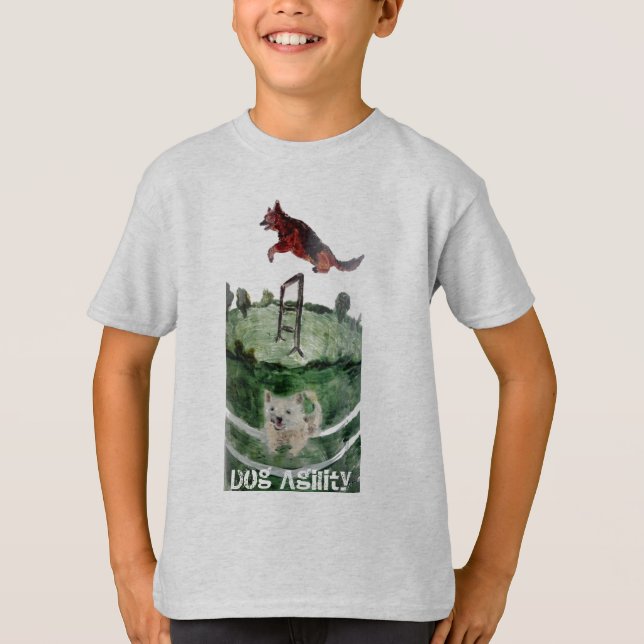 T-shirt Peinture de l'agilité du chien (Devant)