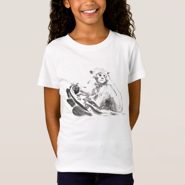T-Shirt Peinture de lave originale Singe Année Zodiac Girl (Devant)