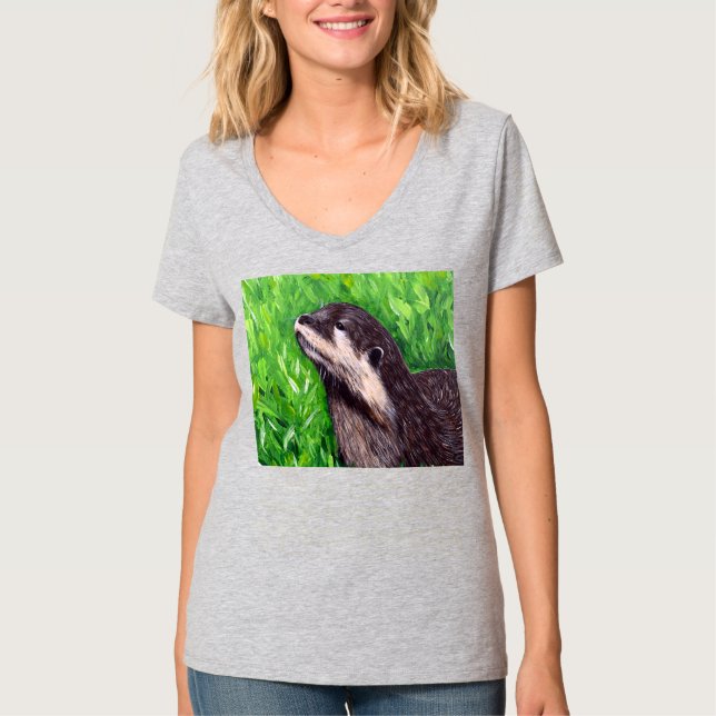T-shirt Peinture de loutre de Little River (Devant)