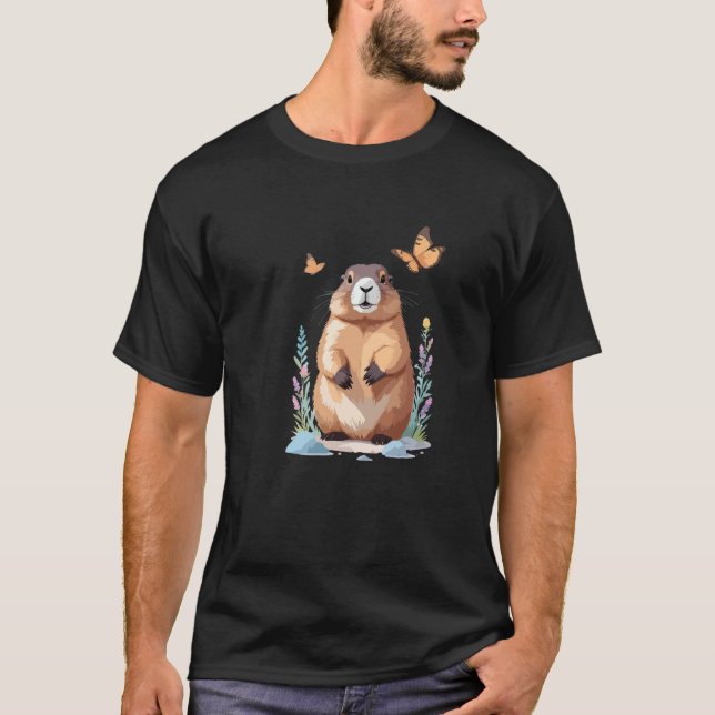 T-shirt Peinture de marmotte vectorielle adorable animal a (Devant)