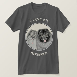 T-shirt Peinture de mère et fils Keeshond - Art original d