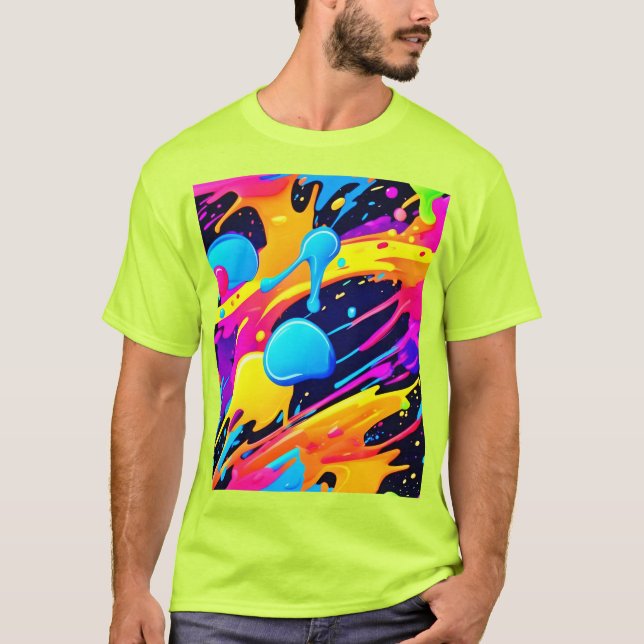 T-shirt Peinture de Neon Splatter (Devant)