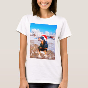 T-shirt Peinture de Noël de chien Rottweiler