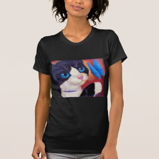 T-shirt Peinture de papillon de chat de smoking - multi