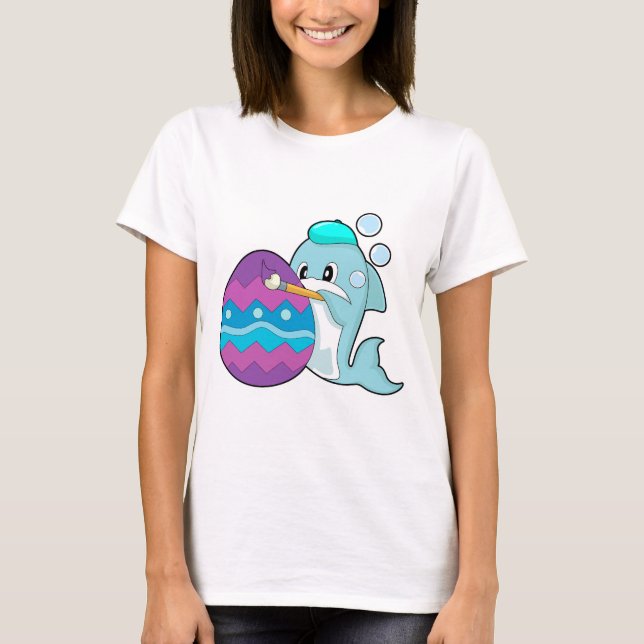 T-shirt Peinture de Pâques de dauphin (Devant)