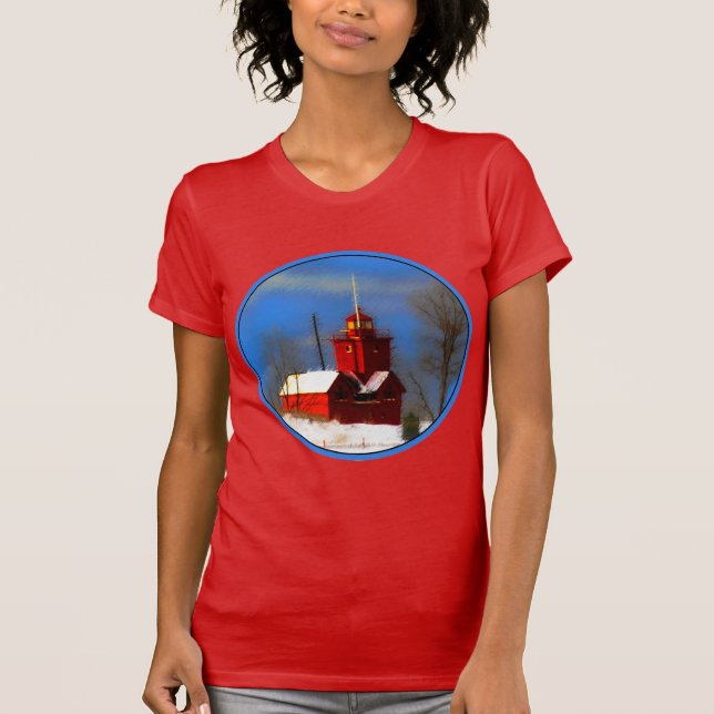 T-shirt Peinture de phare rouge - Art original (Devant)