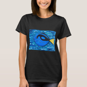 T-shirt Peinture de Poisson Tang Bleu