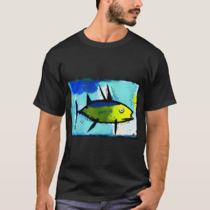 T-shirt Peinture de poissons tropicaux colorés en bleu et