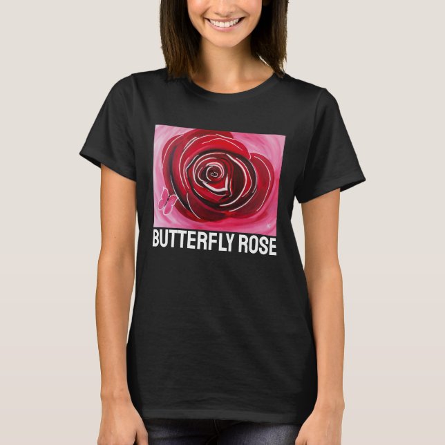 T-shirt Peinture de rose papillon par Alfred Fox (Devant)