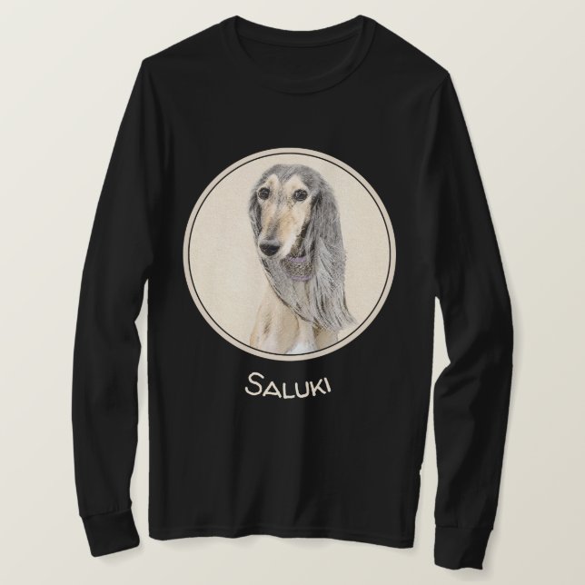 T-shirt Peinture de Saluki (Faune) - Cute Original Chien A (Design devant)