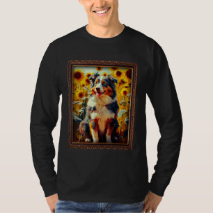 T-shirt Peinture de Shepherd Australien Mère Fleur de Tour