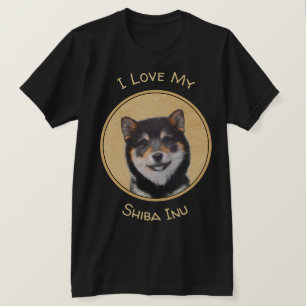 T-shirt Peinture de Shiba Inu (noir et Tan) - art de chien