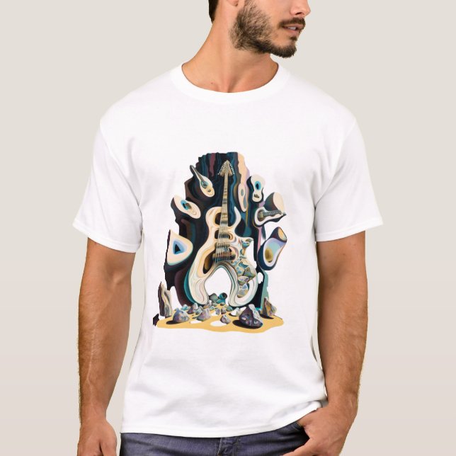 T-shirt Peinture de style Antonio Gaudi, musique rock (Devant)
