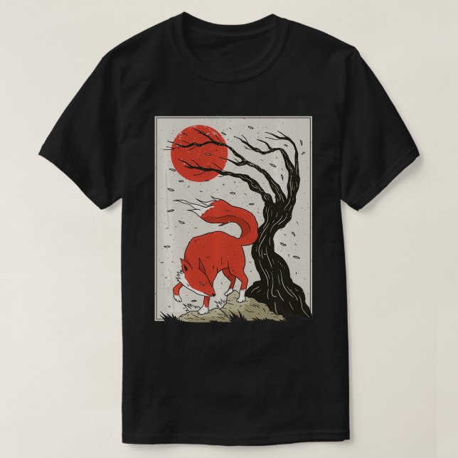 T-shirt Peinture De Style Japonais De Fo, Tree Et Sun Pu (Design devant)