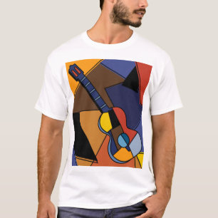 T-shirt Peinture de surréalisme de guitare cubiste.