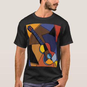 T-shirt Peinture de surréalisme de guitare cubiste.