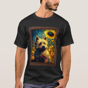T-shirt Peinture de Terrier Cairn Fleur de Tournesol Maman