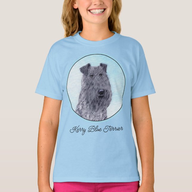 T-shirt Peinture de Terrier Kerry Blue Mignon Art Original (Devant)