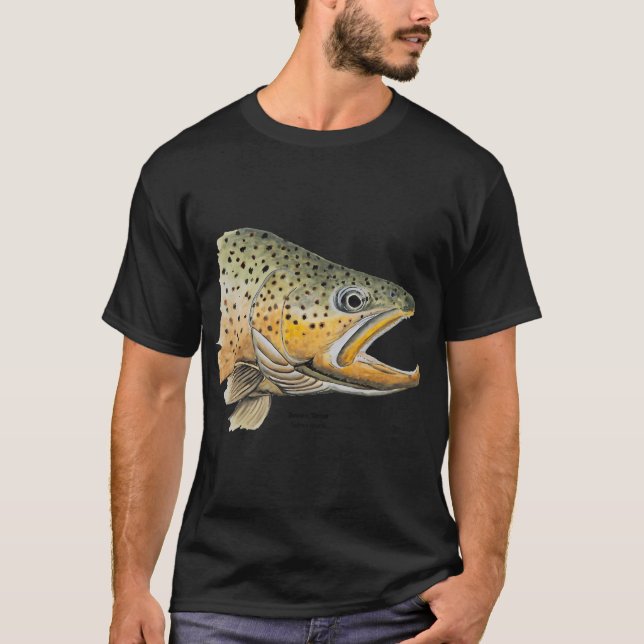 T-shirt Peinture de tête de truite brune (Devant)