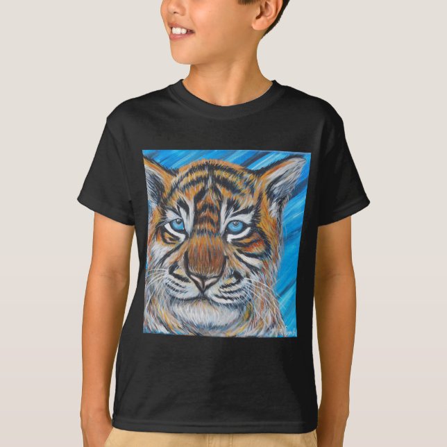 T-shirt Peinture de tigre à oeil bleu (Devant)