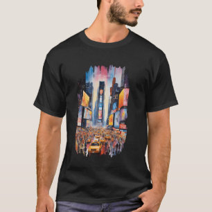 T-shirt Peinture de Times Square à New York Aquarelle Art