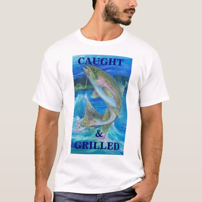T-shirt Peinture de truite arc-en-ciel, attrapée et   (Devant)