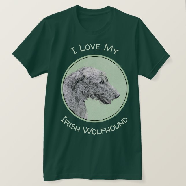 T-shirt Peinture de Wolfhound irlandais - Joli art origina (Design devant)