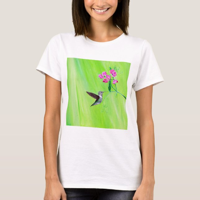 T-shirt Peinture des colibris et des petits pois (Devant)