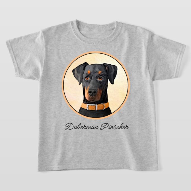 T-shirt Peinture Doberman Pinscher non rognée Art original (Poser)