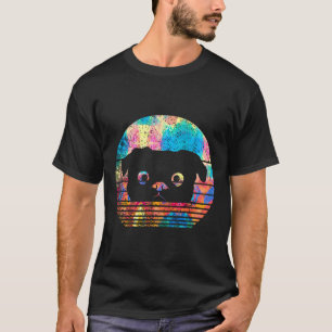 T-shirt Peinture drôle de chien Carlin rétro vintage pour