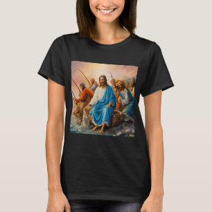 T-shirt Peinture drôle de Jésus pêchant avec ses apôtres