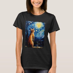 T-shirt Peinture du Chat Orange Abyssinienne Nuit Étoilée