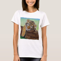 Peinture d'un petit tigre dormant