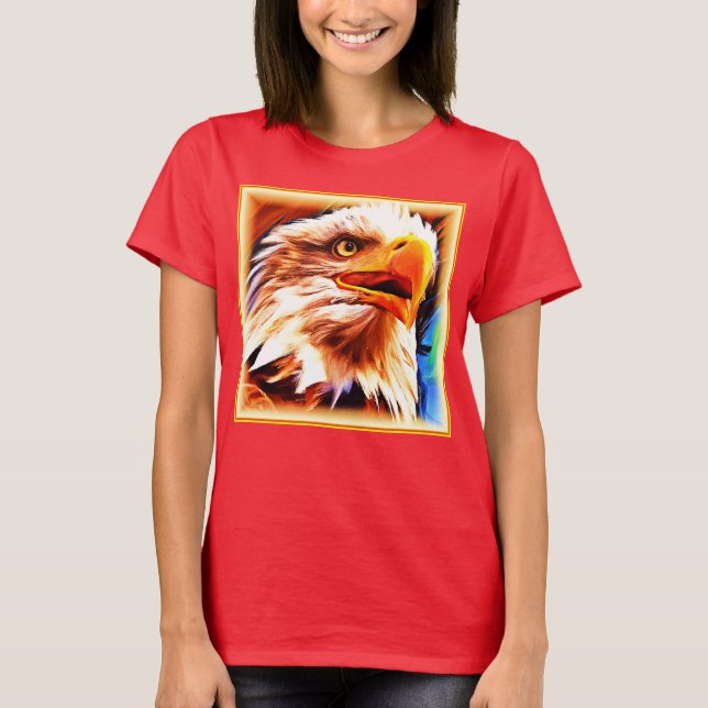 T-shirt Peinture d'un Visage d'Aigles Étonnant. Commandez  (Devant)