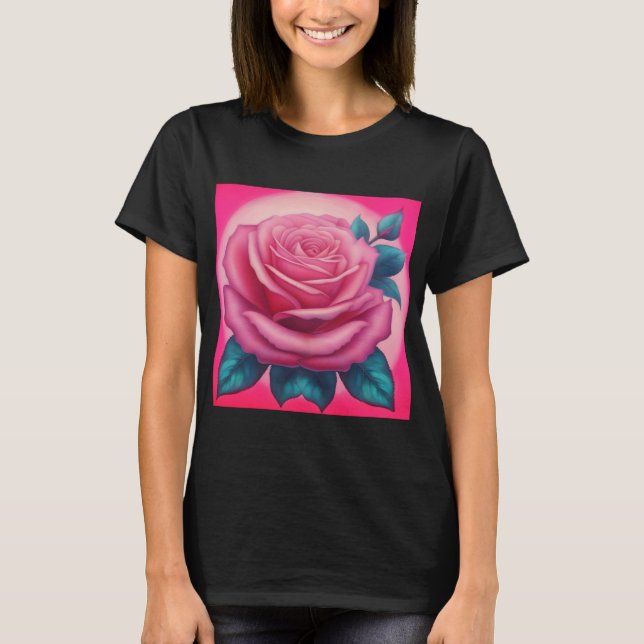 T-shirt Peinture d'une rose néon (Devant)